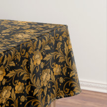 Braun vintage Blumenblätter Damast auf Schwarz
