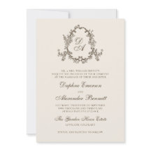 Braun vintage Blumenmonogramm-Wappen Hochzeit