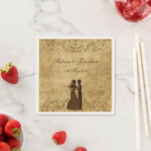 Braun Vintage Braut Groom Custom Papier Serviette