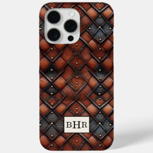 Braun vintage Diamantleder mit Monogramm Case-Mate iPhone Hülle