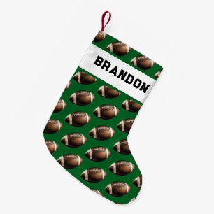 Braun vintage Fußballmuster-Name Kleiner Weihnachtsstrumpf