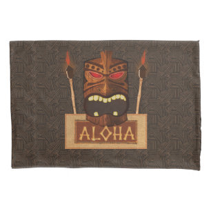 Braun Vintage Holz Holz Tiki Personalisiert Aloha Kissenbezug