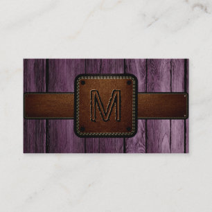 Braun vintage Lederlook mit Monogramm Visitenkarte