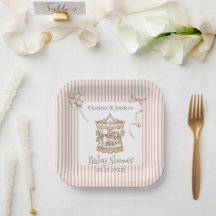 Braun Wasserfarbe Pferd Karussell Baby Shower