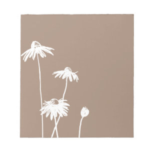Braun-Weiß-Chic-Blume Notizblock