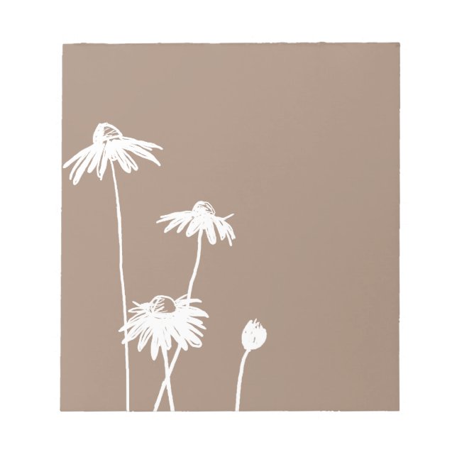 Braun-Weiß-Chic-Blume Notizblock (Vorderseite)