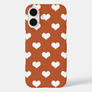 Braun-Weiß-Liebesherz-Muster-Design iPhone 16 Hülle