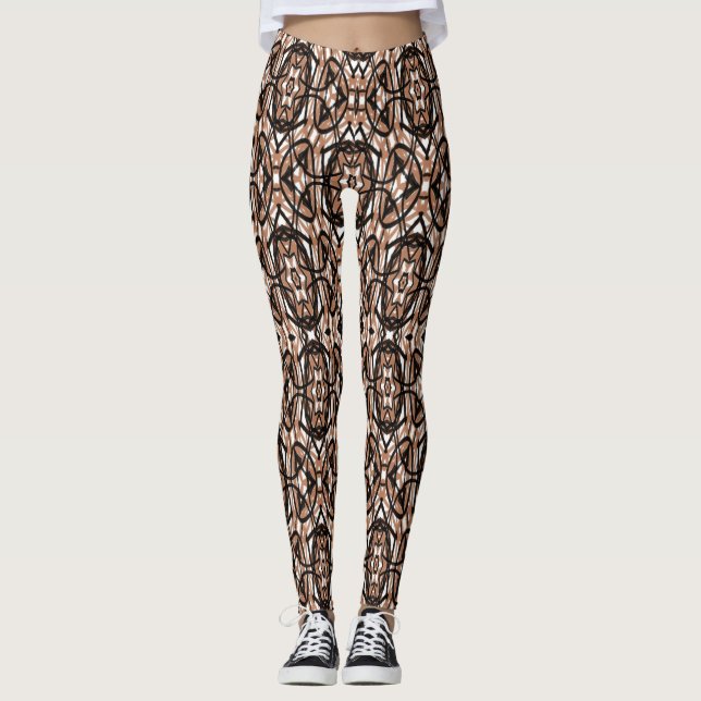 braun, weiß und schwarz leggings (Vorderseite)
