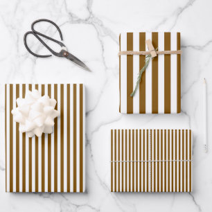 Braun-weiße Streifen Geschenkpapier Set