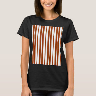 Braun Weiße Vertikale Streifen Muster T-Shirt