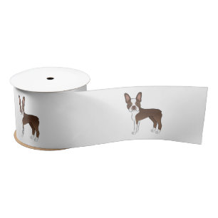 Braun-weißer Boston Terrier Süße Cartoon-Hunde Satinband