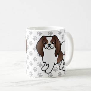 Braun-weißer japanischer Chin-Cartoon-Hund & Pfote Kaffeetasse