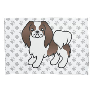 Braun-weißer japanischer Chin-Cartoon-Hund & Pfote Kissenbezug