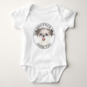 Braun-weißer Shih-Tzu-Bruder Baby Strampler