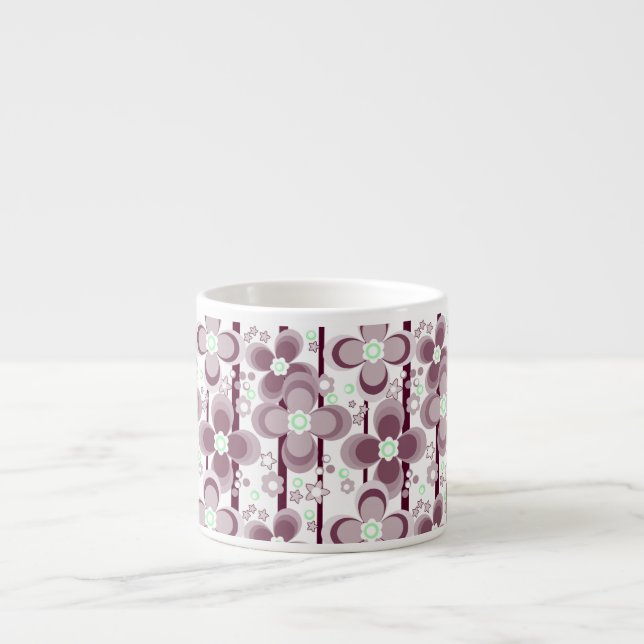 braun-weißes Blumenmuster Espressotasse (Vorderseite)