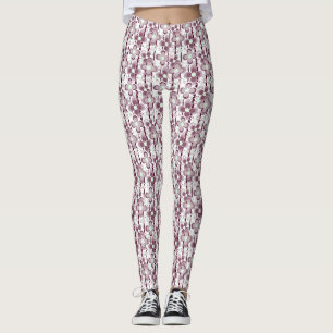 braun-weißes Blumenmuster Leggings