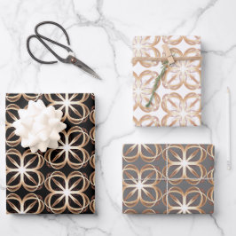 Braun weißes Design - individueller Hintergrund Geschenkpapier Set
