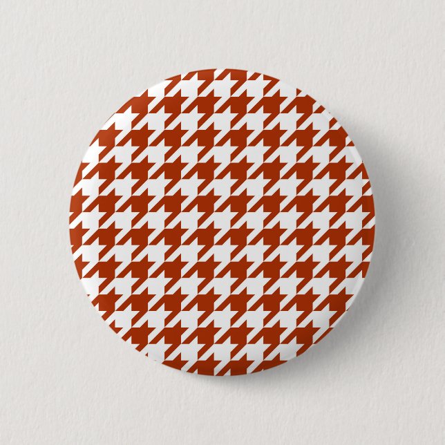 Braun-weißes Houndstooth-Karodesign  Button (Vorderseite)
