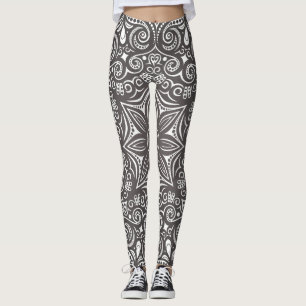 Braun-weißes Muster mit Launen Leggings
