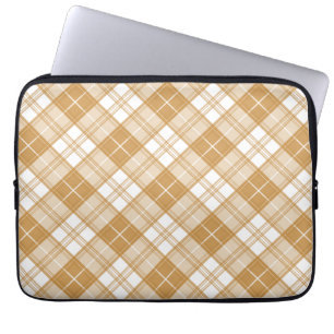 Braun-weißes Tartan-Muster yxm0uat9 Laptopschutzhülle