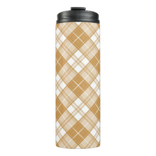 Braun-weißes Tartan-Muster yxm0uat9 Thermosbecher