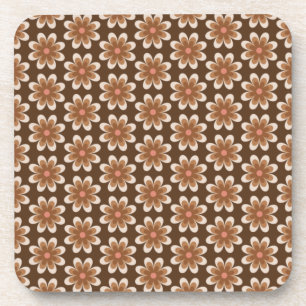 Braun-weißes vintage Blumenmuster aus den 70ern Getränkeuntersetzer