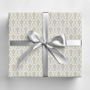 Braun-weißes vintage Damastmuster Geschenkpapier