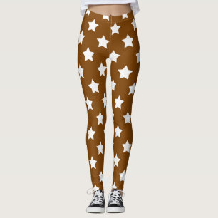 Braun-Weißstars-Muster dekorativ Leggings