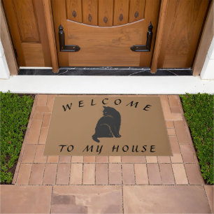 Braun willkommen bei meiner Hauskatze Doormat Fußmatte
