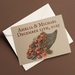 Braun Winter Kastanien Hochzeit Dankeskarte