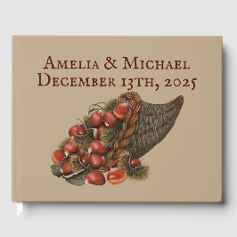 Braun Winter Kastanien Hochzeit Gästebuch