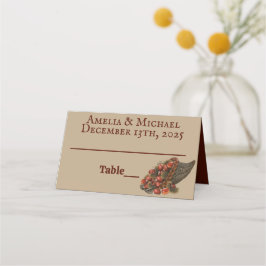 Braun Winter Kastanien Hochzeit Platzkarte