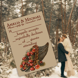 Braun Winter Kastanien Hochzeit RSVP Karte