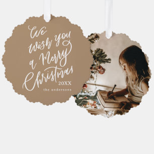 Braun Wir wünschen Ihnen ein frohes Weihnachtsfest Ornament Karte