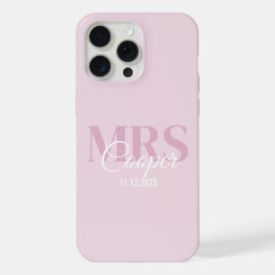 Brauname mit Hochzeitdatum Crimson Light Pink iPhone 15 Pro Max Hülle