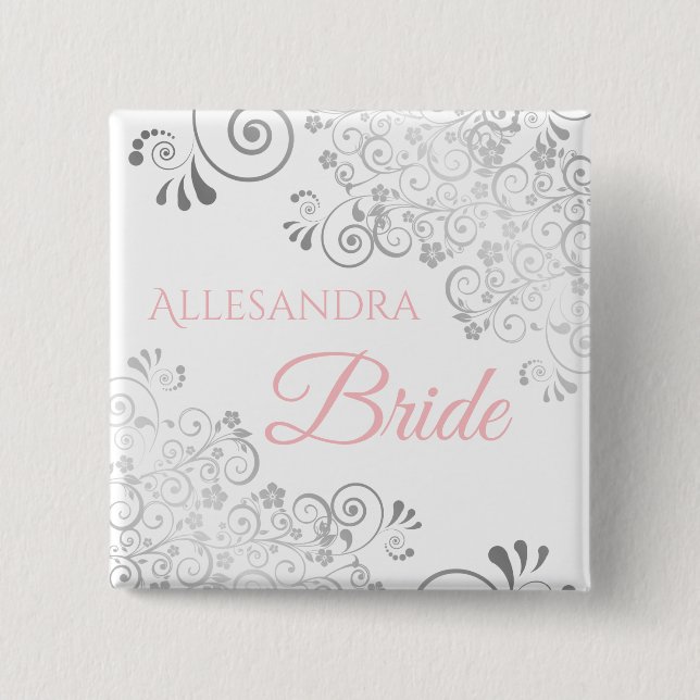 Brauname Tag Rosa mit Gray Frills Button (Vorderseite)