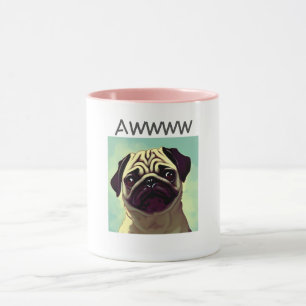 Braunaugen Mops niedlicher bezaubernder Hund Tasse