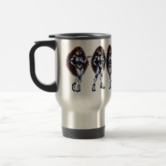 Braunäugige Roboterdame Reisebecher