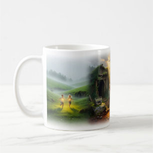 Braunäugiges-Mädchen-Regenbogen-Wasserfall-Nostalg Kaffeetasse