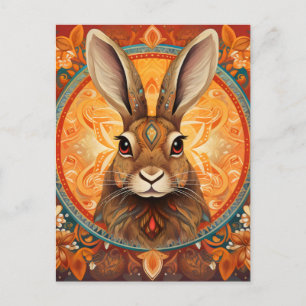 Braunäugiges Solarpunk-Kaninchen Postkarte