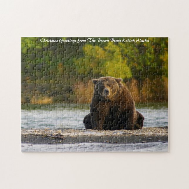 Braunbär Alaska. Weihnachtsgrüße Puzzle (Horizontal)