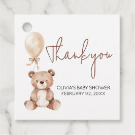 Braunbär-Ballon-Baby-Shower-Geschenkanhänger Geschenkanhänger
