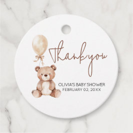 Braunbär-Ballon-Baby-Shower-Geschenkanhänger Geschenkanhänger