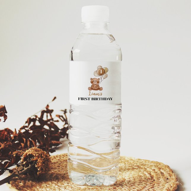 Braunbär Ballon Geburtstagswasser Flasche Etikett (Von Creator hochgeladen)