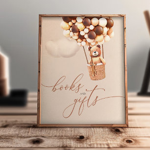 Braunbär-Ballons-Babybücher-und-Geschenke-Plakat Poster