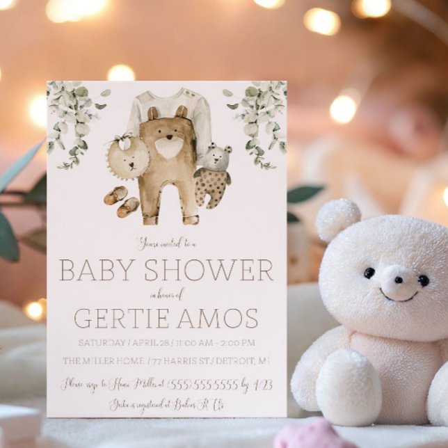 Braunbär Boho-Baby-Party Einladung (Von Creator hochgeladen)