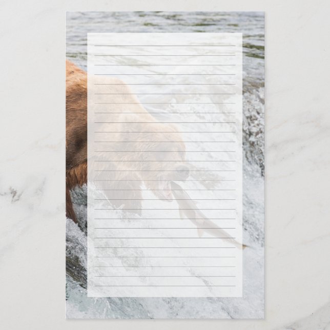 Braunbär fängt roten Lachs Briefpapier (Vorderseite)