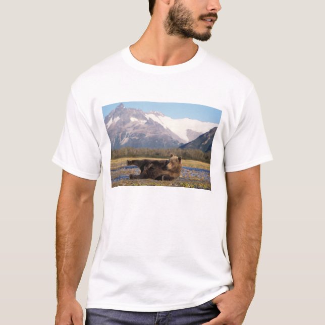 Braunbär, Grizzlybär, der sich auf seinem Rücken a T-Shirt (Vorderseite)