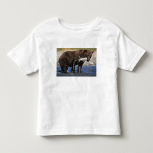 Braunbär, Grizzlybär, mit Lachsfang, Kleinkind T-shirt
