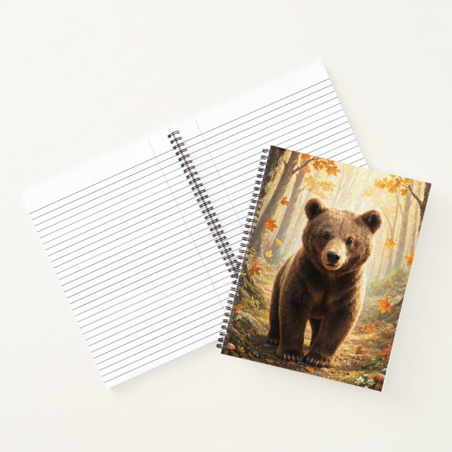 Braunbär-Herbstwald-Wildtierkunst Notizbuch (Innenseite)